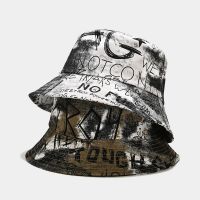 2023 Sunscreen Hat Graffiti Letter New Fisherman Hat Mens and Womens Personality Street Trend Travel Versatile Pot Hat