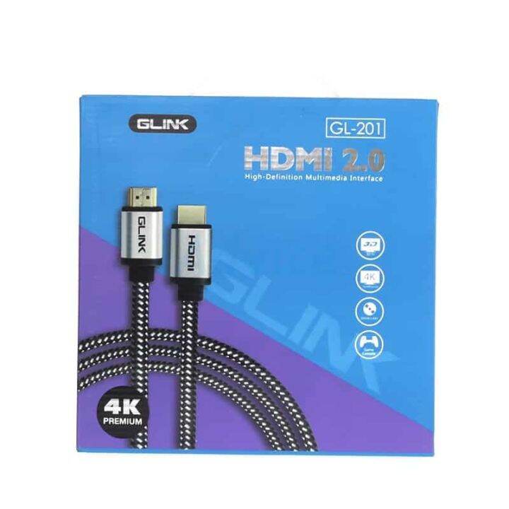 Cable GLINK GL201 (10M) HDMI 3D 4K (V.2.0) M/Mสายถัก Lazada.co.th