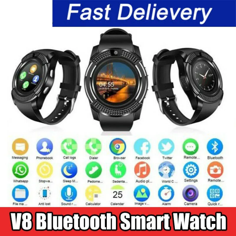 ♥【Readystock】FREE Shipping♥ V8 Smart Watch Bluetooth Smart Bracelet  Pedometer Health Monitor Table Sport Fashion Watch for Men | Lazada PH