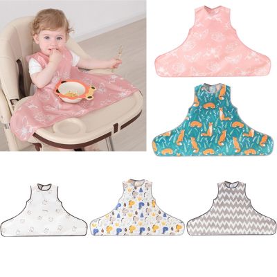 【CC】 Baby Bib Washable Feeding Apron Coverage Smock Coverall with Table Cover for Dining