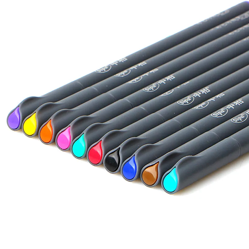 Sipa Colored Hook Line Pen 0.38mm 10 Colors Fineliner Hook Line