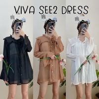 D075 : VIVA SEE2 DRESS เดรสแขนยาวแต่งระบายไหล่