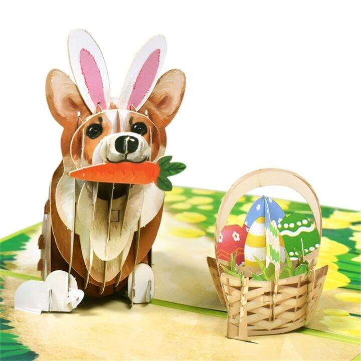 3d-easter-corgi-dog-greeting-card-set-spring-season-invitation-card-for-festival-new-year-holiday-party-message-card