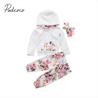 2017 Brand New Infant Toddler Newborn Baby Girls Floral Outfit Clothes Tracksuit Hooded Tops+Leggings Pants Headband 3Pcs Set  by Hs2023