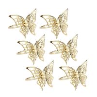 6Pcs Golden Butterfly Napkin Ring Napkin Buckle Restaurant Napkin Ring Plating Towel Buckle Hotel Table Decoration