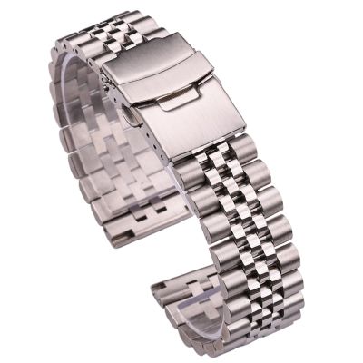 สายนาฬิกาข้อมือสแตนเลสสตีลสำหรับผู้หญิงและผู้ชาย,สายรัดข้อมือสีเงิน18มม. 20มม. 22มม. 24มม. อุปกรณ์เสริมสำหรับนาฬิกาสายนาฬิกาข้อมือ