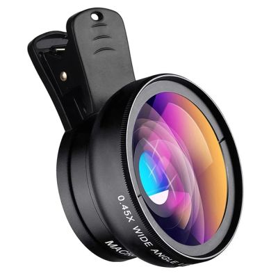2 in 1 Phone Lens 0.45X Wide Angle Macro Fisheye Lens for iPhone Samsung Xiaomi Phone Camera Lens Kits With Clip Fish Eye Lens