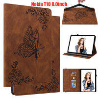 เคสพลิกลายนูนกันกระแทกสำหรับ Nokia T10 8.0นิ้ว Soft TPU ด้านในพร้อมช่องเสียบการ์ดกระเป๋าสตางค์ Flip Cover Case