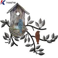 KESHE สีน้ำตาลสีน้ำตาลเข้ม ตกแต่งนกโลหะ 11.8110.6นิ้วค่ะ การตกแต่งผนัง เหล็กดัดแขวนผนังแบบนักบิน แฮงค์ได้ แผ่นรองรีด ของตกแต่งลานบ้านนก คอร์ทยาร์ด