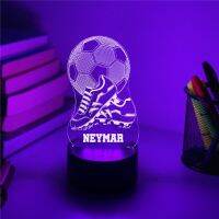 Personalised Football Soccer Shoes 3D LED Night Light Laser Engraving Player Name RGB Lamp for Home Bedroom Decor 7 Colors