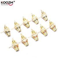 10pcs/lot Panel Mount Gold Plated RCA Female Plug Jack Audio Socket Amplifier Chassis Phono Connector With Nut Solder Cup