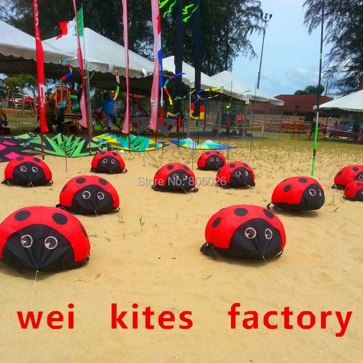 Free shipping high quality creepy soft ladybug kite can walking outdoor toys kite factory model aircraft assembly wei