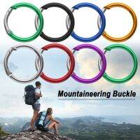 （AT）5Pcs รอบอลูมิเนียมอัลลอยด์หัวเข็มขัดล็อค Carabiner ClipHook Keyring Camping Karabiner รอบแหวนฤดูใบไม้ผลิ