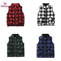 （Good baby store） Pudcoco Brand Kids Girl Plaid Cotton Vests Winter Warm Jacket Waistcoat Baby Zipper Coat Fall Outwear Bebe Clothes 1 6Y