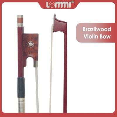 ：《》{“】= LOMMI Professional 4/4 Full Size Brazilwood Violin Bow Crescent Balanced Bow White Horsehair Snakewood Frog W/Paris Eye Inlay