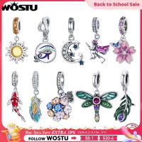 WOSTU จี้เครื่องรางดักฝัน925เงินสเตอร์ลิงรูปปลาเก๊กตุ้งติ้งหัวใจจี้สร้อยข้อมือลูกปัดคริสตัลสำหรับผู้หญิงเครื่องประดับที่ดี