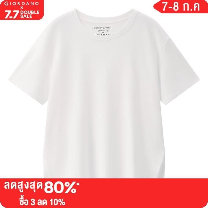 giordano-women-t-shirts-curved-hem-solid-color-fashion-long-tee-summer-short-sleeve-crewneck-cotton-casual-tshirts-05323386