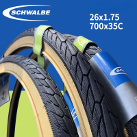 SCHWALBE ยางจักรยานเสือภูเขา26*1.75 700 * 35C ยางด้านข้างสีเหลืองยางจักรยานเสือภูเขายางย้อนยุค