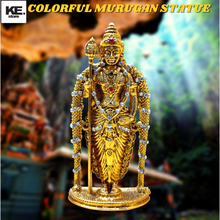 Murugan Gold Statue with stone works/ Statues Suitable For Home Decor