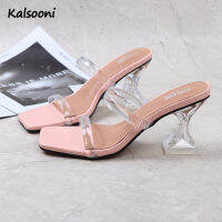 2022 New Summer Plus Size Transparent Thin Strap y Sandals Thick High-heeled Open-toed Women Sandals