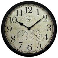 Digo Wall Clock 15 Inch Metal Silent Non-Ticking Battery Digital Clocks Decor Table Dial with and Hygrometer