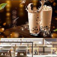 Customized Modern Milk Pearl Tea Ice Wallpaper Bubble Tea Shop Background Wall Industrial Decoration Self Adhesive Wallpaper 3d