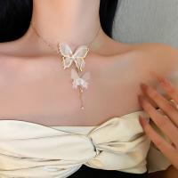 qianxing518414 Shop Fashion Butterfly Necklace For Women Butterfly Pearl Pendant Pop Lady Girls Necklace Choker Chains Jewelry Accessories