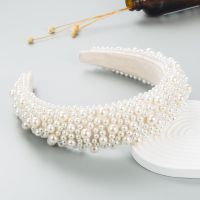 【YF】 Fashion Luxury Baroque Sponge Headbands Women Full Pearl Hair Bands Wedding Headwear Party Accessories Black Headdress