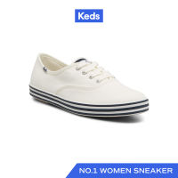 KEDS รองเท้าผ้าใบ แบบผูกเชือก รุ่น CHAMPION CANVAS MIDSOLE STRIPE สีขาว ( WF67021 )