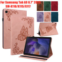 สำหรับซัมซุงกาแล็กซีแท็บ A9 8.7 2023ดอกไม้ปักน่ารัก Casing Tablet หนัง PU สำหรับแท็ปซัมซุง A9เคส X110 X115 SM-X117ขนาด8.7นิ้ว