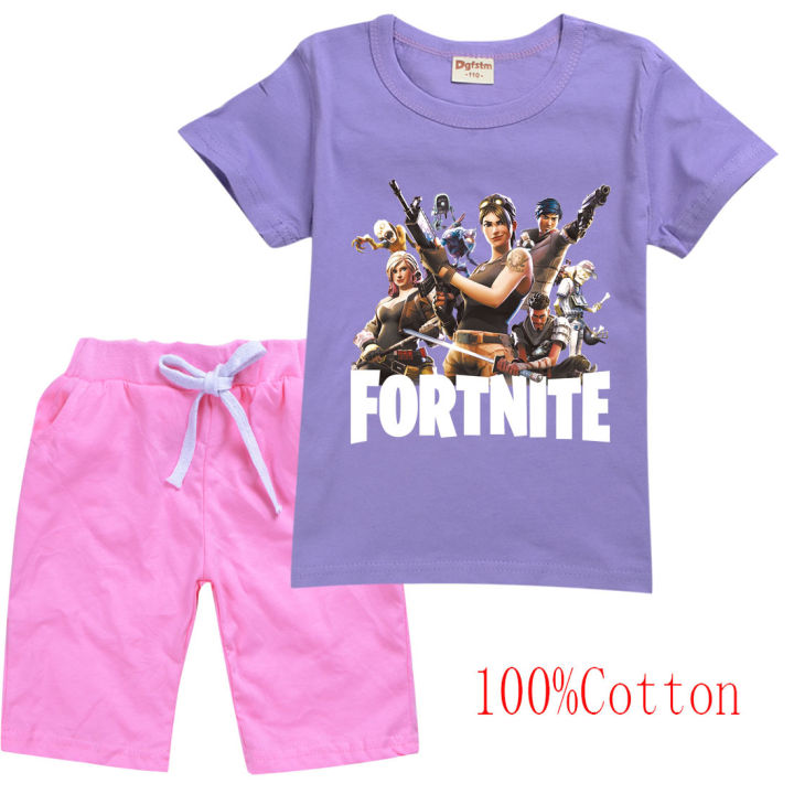 fortnites-เสื้อยืดชุดสาวเด็กแขนสั้นเสื้อทีกางเกงขาสั้น8256บุคลิกภาพเสื้อยืดสันทนาการการ์ตูนกางเกงขาสั้นแฟชั่นใหม่เกาหลี