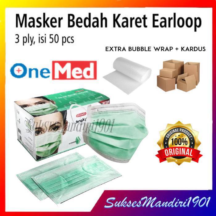 Masker Medis Onemed 3ply / Masker Bedah Onemed 3ply - 50pcs ( Earloop ...