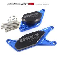 NYGADGET Renzo การ์ดแคร้ง กันแคร้ง กันล้ม Suzuki  GSX - S750 2017 2018 2019 L7 L8 CNC Aluminium Stator Crank Protector Frame Slider (Blue)