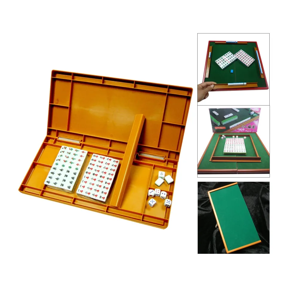 Chinese Mahjong Game Set, e Dices Tile Rulers Jogo de Tabuleiro Mini  Mahjong Set com Mesa de Mahjong Dobrável para Viagem