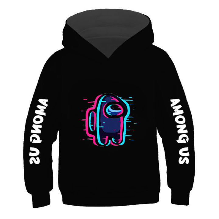 Among US เด็ก Hoodies หญิงแขนยาว Hooded เสื้อเด็กเสื้อผ้า All-Match น่ารัก Harajuku แขนยาวพิมพ์เด็กเสื้อผ้าฤดูใบไม้ผลิ Casual แฟชั่นเสื้อกีฬา