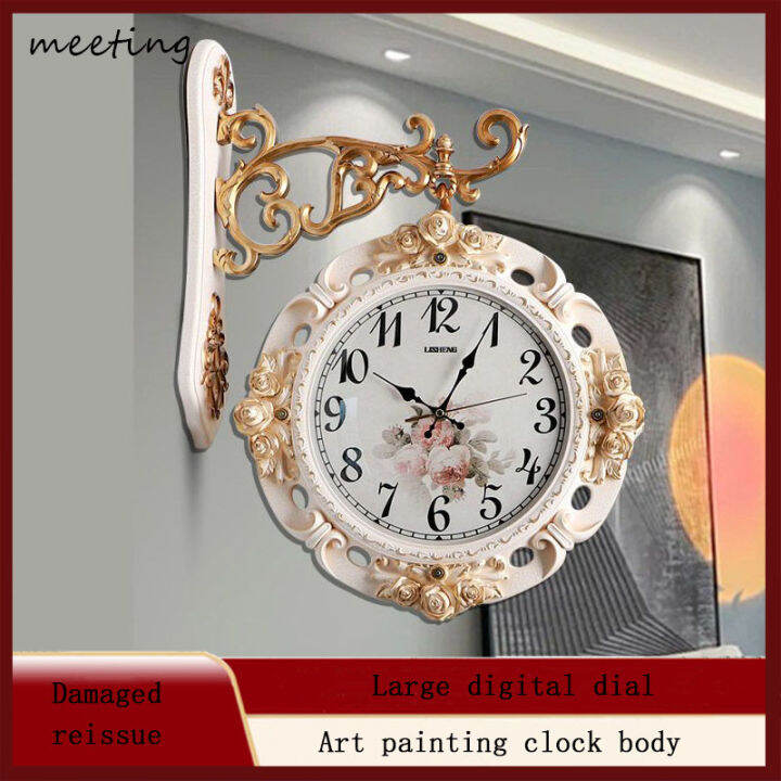 [MEETING] New Fashion Double Sided Wall Clock Double Sided Modern Quartz Clock Living Room Dual