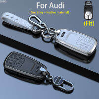 ZOBIG หนังซิงค์อัลลอยสำหรับ Audi กรอบที่ห้อยกุญแจเคสกุญแจรถยนต์พรีเมี่ยมพร้อมพวงกุญแจแฟชั่นใส่ได้พอดีกับ Audi A4 Q7 Q5 A3 A6 S5 R8 SQ5