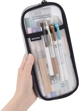 Pencil Case Clear Mesh Pencil Pouch, Large Capacity Pencil Bag 2  Compartment Pen Bag, Zipper Transparent Stationary Pen Cases, Handheld  Multi-function