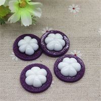 10pcs Kawaii Simulation Fruit Resin Mangosteen Slice Flatback Cabochon DIY Decorative Craft Scrapbooking Accessories,26mm