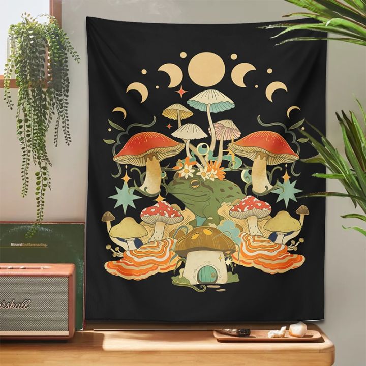 pilz-frosch-wandteppich-h-ngen-mond-phase-mystic-witchy-goblincore-sthetische-schlafzimmer-wohnzimmer-wand-teppich-wohnkultur