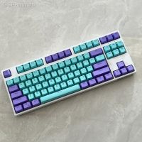 ▪KEYmimeo Keycap Retroliiluminado PBT Para Teclado Mecânico 108 Teclas Roxo Ciano Duas Cores Perfil OEM Interruptor 61 87 104