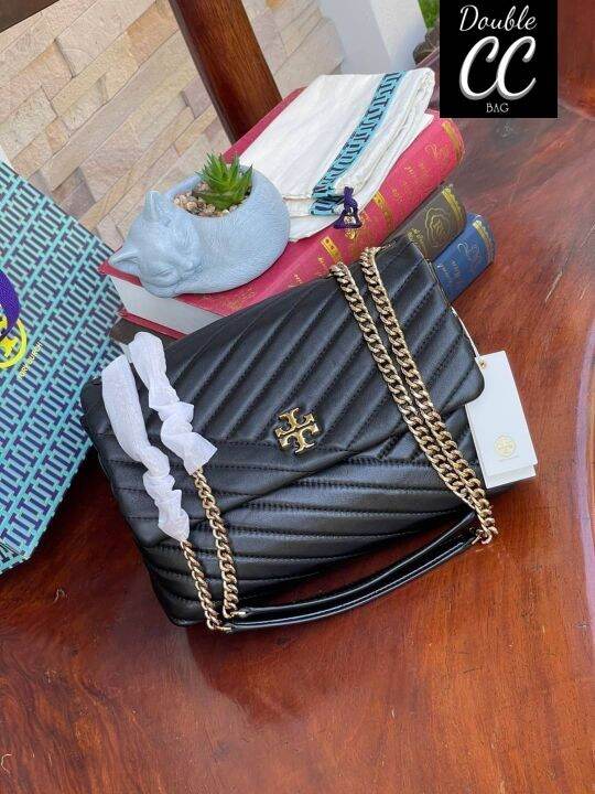 Factory Kira Chevron Quilted Convertible Leather Crossbody Bag Lazada.co.th