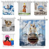 【CW】❐▣  Dog Shower Curtains Whale Children Bathtub Curtain Room Fabric With Hooks
