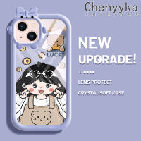 เคส Chenyyka สำหรับ iPhone 13 iPhone 13 Pro iPhone 13 Pro iPhone 13 Pro Max เคสตัวการ์ตูนสาวน้อยผู้โชคดีสร้างสรรค์สีสันน่ารักเลนส์กล้องถ่ายรูปแบบนิ่มซิลิโคนเคสใสกันกระแทกแบบใสง่าย