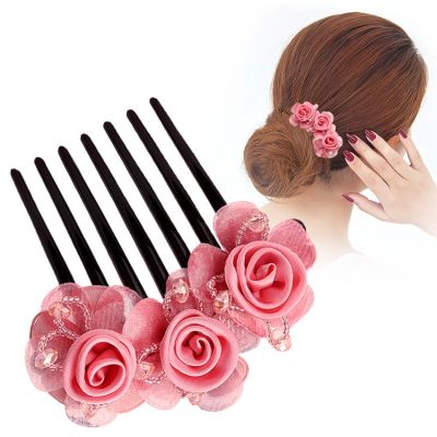 Korean version simple flower Juan yarn inserted comb ball head hair curler versatile acrylic jewelry