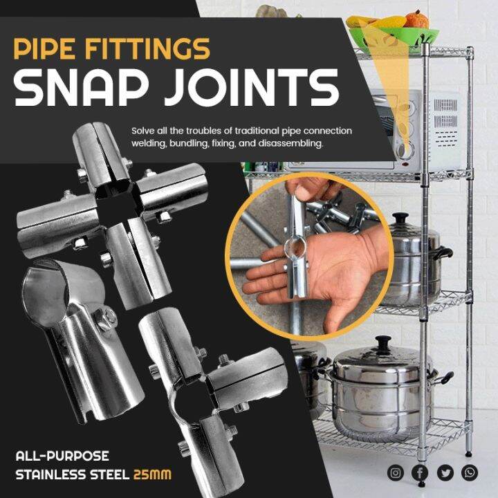 【AT】 All purpose25mm Pipe FittingsJoints Tube Connector Rack Pipe