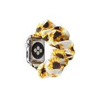 ► Floral Scrunchie Strap for Apple Watch Band 44mm 40mm 38mm 42mm Belt Watchband Bracelet For IWatch Series 7 6 SE 5 4 3 45mm