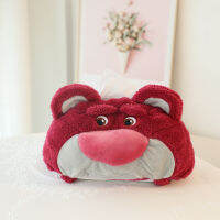 น่ารัก Lotso เนื้อเยื่อปกน่ารักยัดไส้อะนิเมะสตรอเบอร์รี่หมีการ์ตูนกล่องภาชนะกระดาษผ้าเช็ดปากการจัดเก็บข้อมูลผู้ถือตกแต่งบ้านห้อง