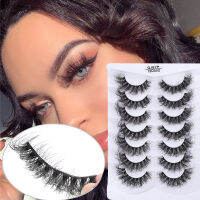 7คู่ Handmade ขนตาปลอม3D Fluffy Crisscross ขนตาปลอม Natural Curly Wispy Dramatic Lashes Extension เครื่องมือแต่งหน้า