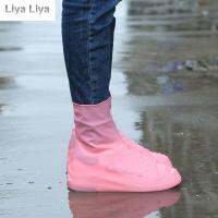 LIYA ซิลิโคนกันน้ำกันลื่นใช้ซ้ำได้สีทึบซองหุ้มรองเท้าบูท Aksesoris Sepatu อุปกรณ์คลุมรองเท้ารองเท้าบูทหน้าฝน